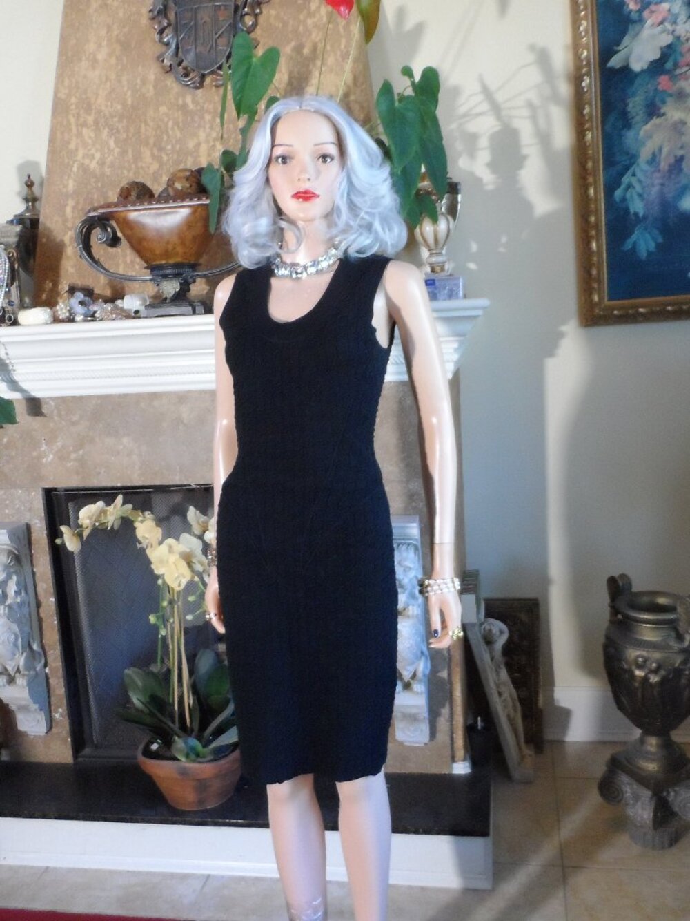 Altuzarra Black Textured Knit Sleeveless Sheath Dress Size S
